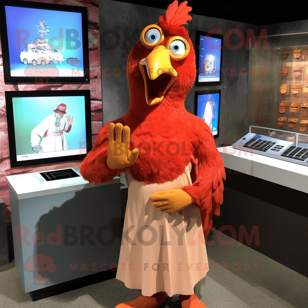 Rust Tandoori Chicken REDBROKOLY mascot costume character dressed with ...