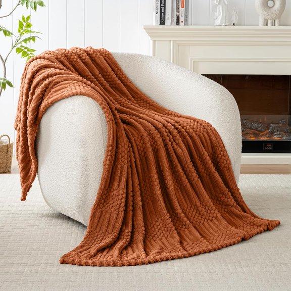 Rust Throw Blanket - Soft & Fluffy Fleece, Perfect for Sofa, Couch, Chair, Bed, Living Room & Bedroom, All-Season Use, Plush & Cozy Decorative Blanket
