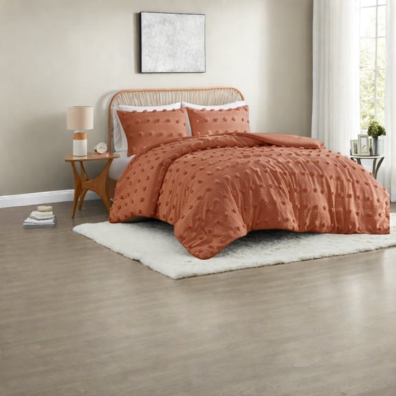 Rust Twin/Twin XL Bedding Set Polyester Comforter with Jacquard Design for Modern Home