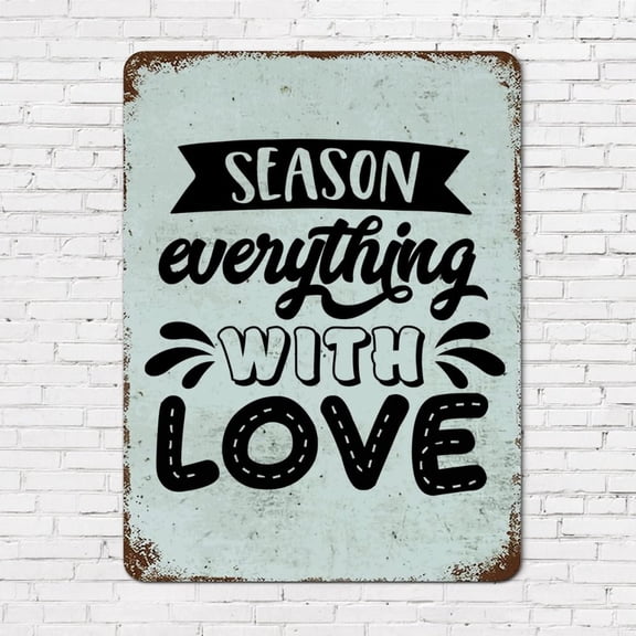 Rust Vintage Tin Signs Family Quote Kitchen Theme Season Everything with Love Religious Quotes Tin Sign Retro Plaque Metal Signs (Aluminum) Size: 8 x 12 inch