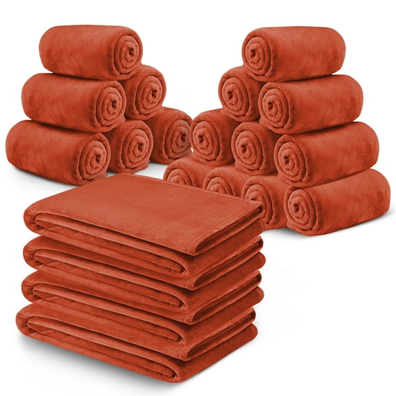 Moonlight20015 Wholesale Fleece Throw Blankets 20-Packs All-Season Soft Plush Throw for Charity, Shelter, & Home Washable, Lightweight & Cozy Rust (50"x60")