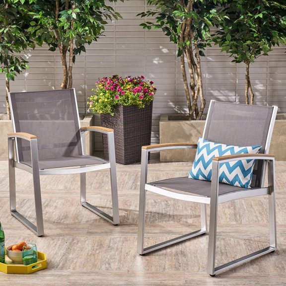 Grey Tone - Mesh Back for Drainage - Outdoor Eating / Feel Comfortable