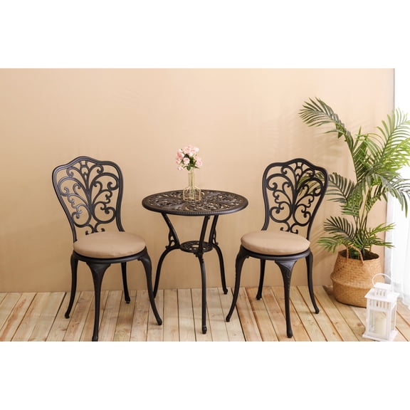Rust-proof cast aluminum, decorative bistro set / Perfect for garden events