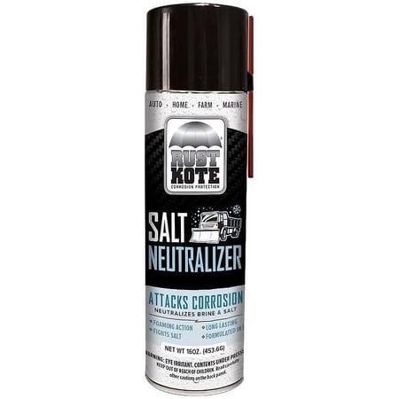 RustKote Salt Neutralizer Aerosol, 16oz, Corrosion Protection, Attacks Corrosion, Neutralizes Brine and Road Salt, Foaming Action. Use on Carpet Floor mats, Cars, Trailers, Salt Stains, and More!