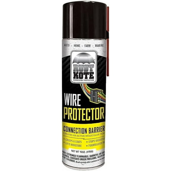 RustKote Wire Protector - Aerosol Can 15oz - Stops Oxidation - Lifts and Repels Moisture - Car/Trailers/RV/Bus/Farm Equipment