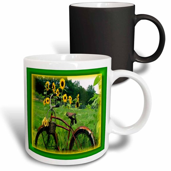 3drose, Rusted Bike in a Field, 11oz Magic Transforming Mug