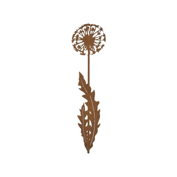 Rusted Dandelion Garden Stake, Natural Rusty Metal Yard Art Outdoor Patio Lawn Decor