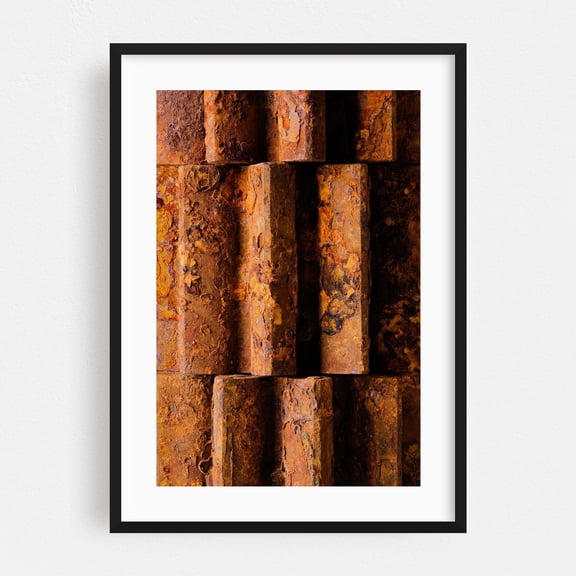 Rusted Gears 2 - Photography Rustic Industrial Abstract Pattern Modern Art Geometric Black Framed Wall Art Print 16 x 24 inches
