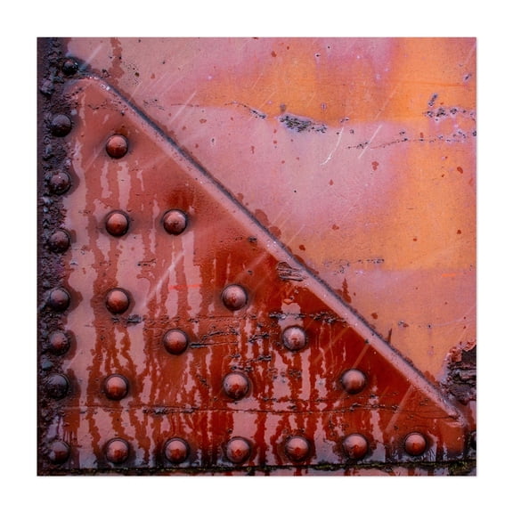Rusted Geometry: Industrial Panel with Rivets - Photography Abstract Industrial Rustic Geometric Modern Art Pattern Architecture Unframed Wall Art Print 36 x 36 inches