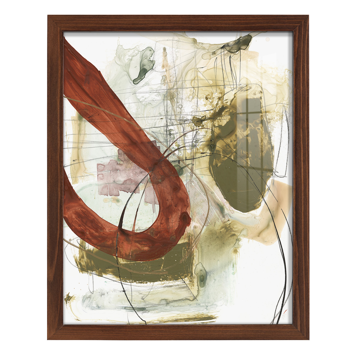 Rusted Loops I - Framed Print w/glass - Chestnut