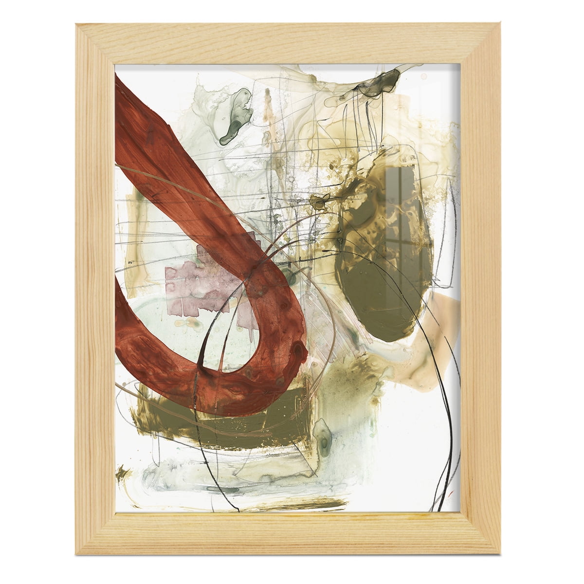 Rusted Loops I - Framed Print w/glass - Natural Wood