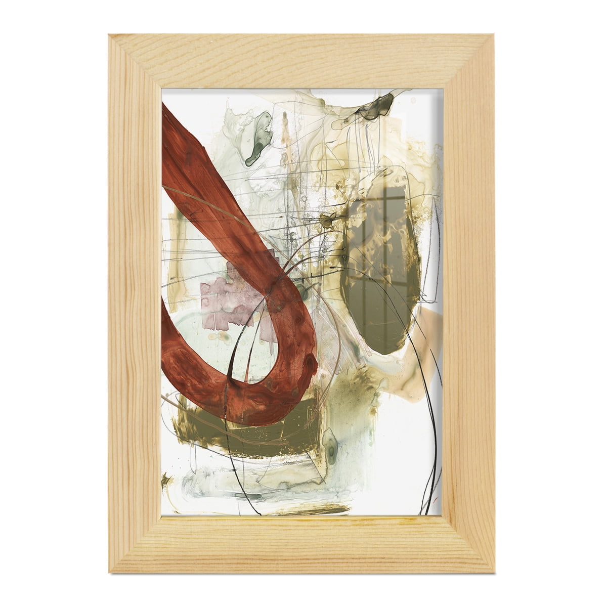 Rusted Loops I - Framed Print w/glass - Natural Wood