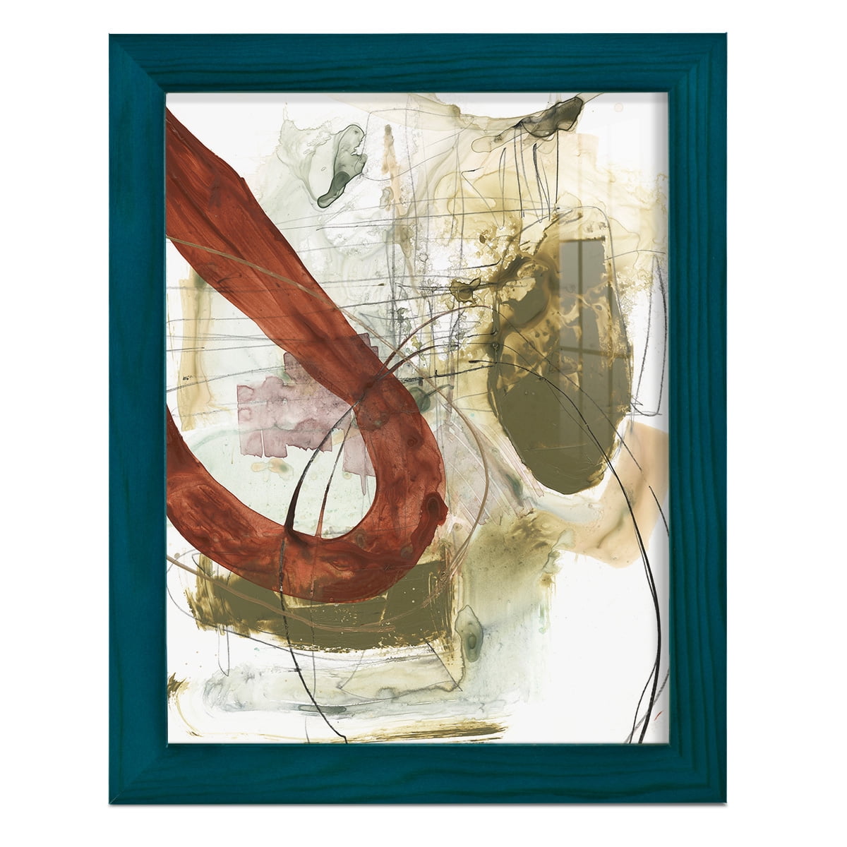 Rusted Loops I - Framed Print w/glass - Ocean Blue