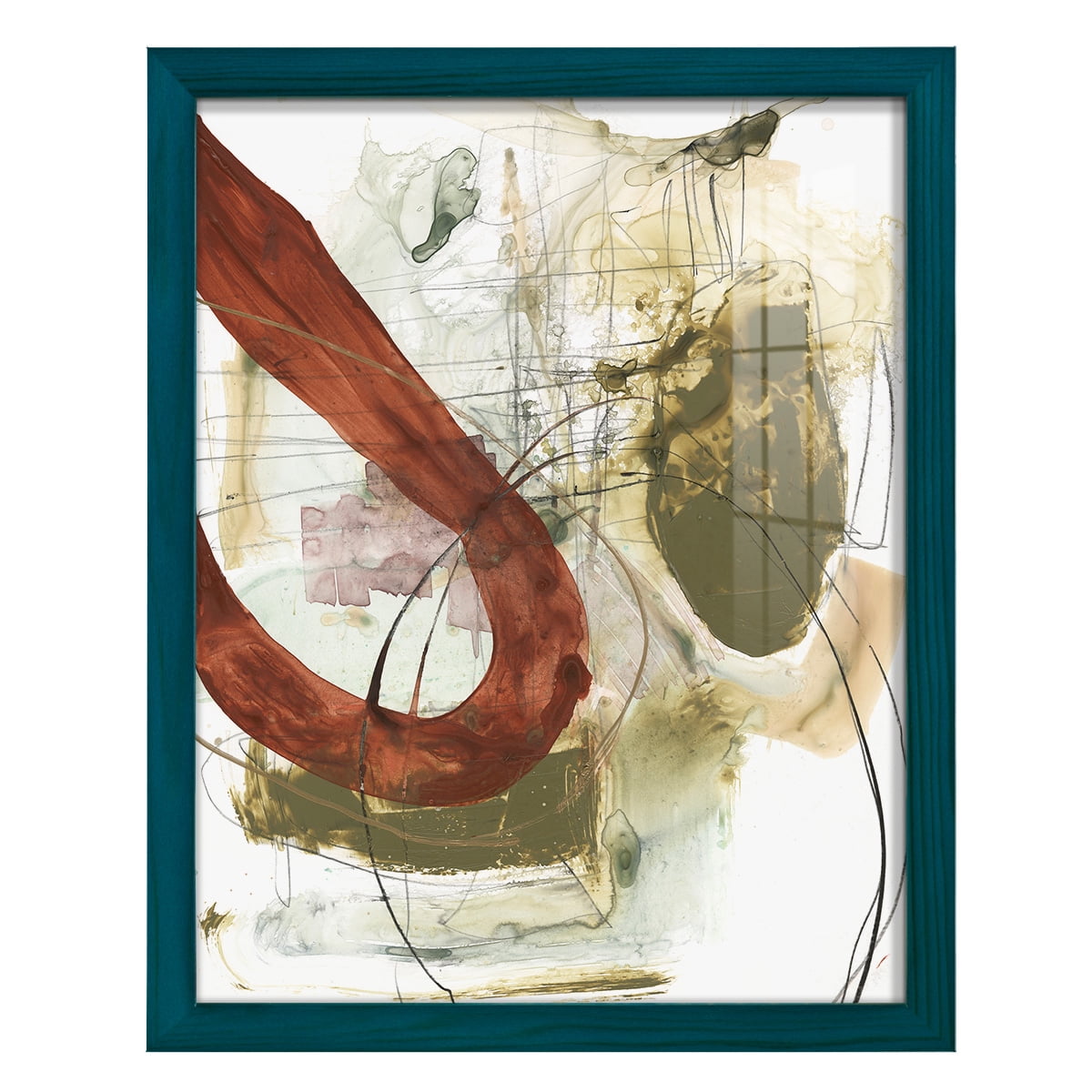 Rusted Loops I - Framed Print w/glass - Ocean Blue