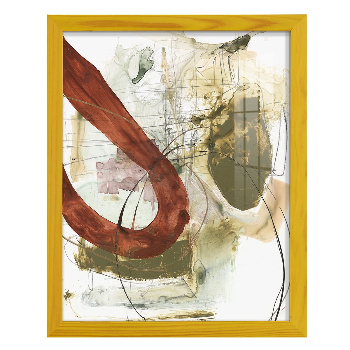 Rusted Loops I - Framed Print w/glass - Sunflower Yellow