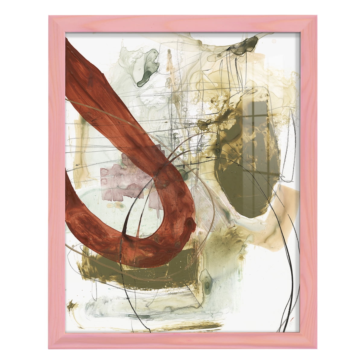 Rusted Loops I - Framed Print w/glass - Sunset Pink