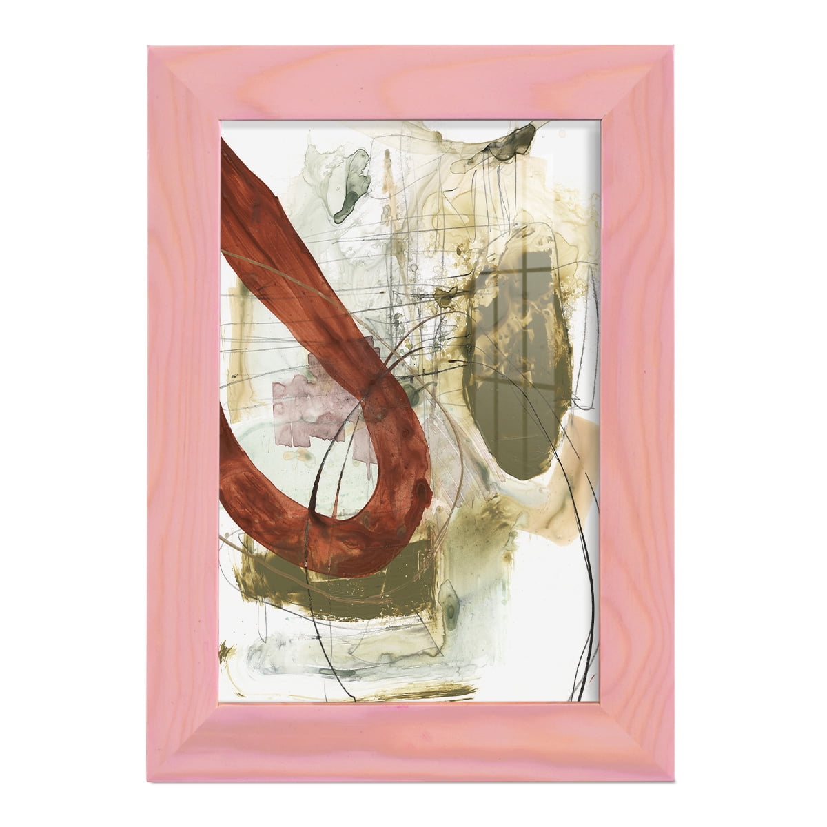 Rusted Loops I - Framed Print w/glass - Sunset Pink