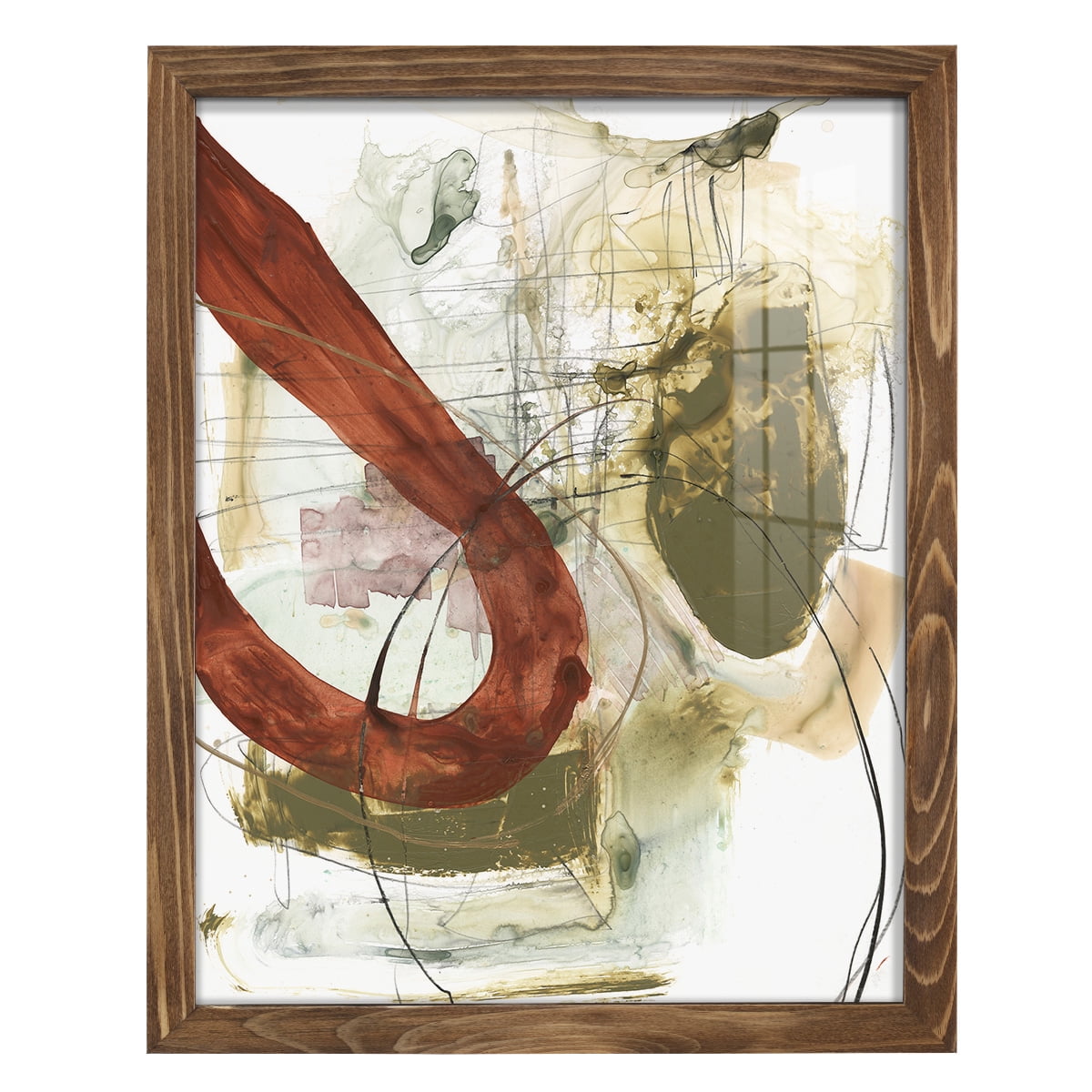 Rusted Loops I - Framed Print w/glass - Walnut