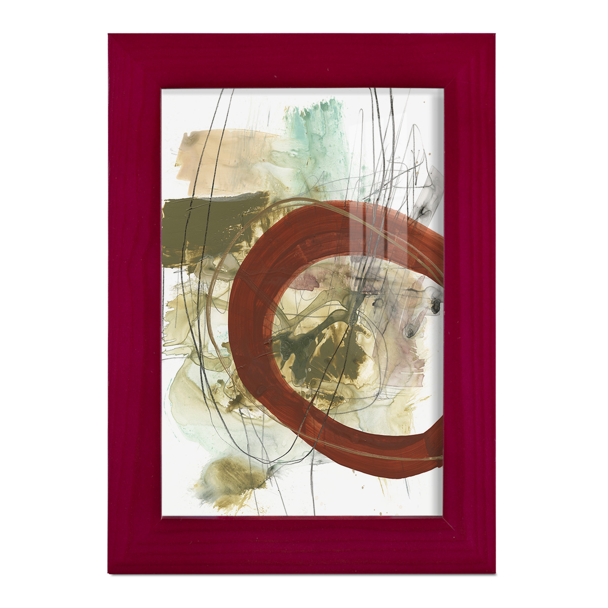 Rusted Loops II - Framed Print w/glass - Cherry Red