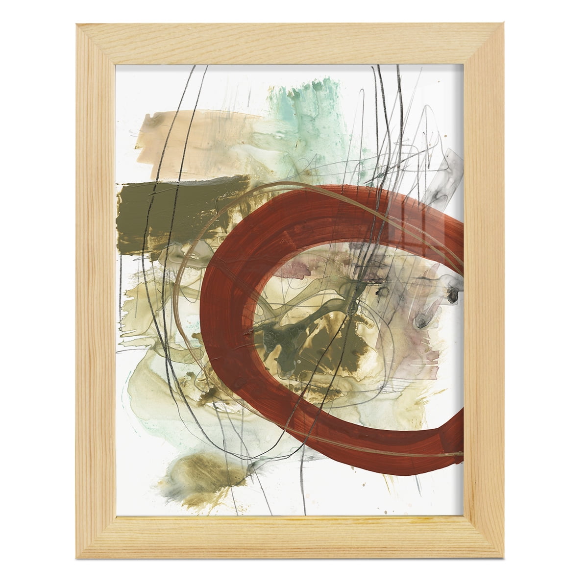Rusted Loops II - Framed Print w/glass - Natural Wood