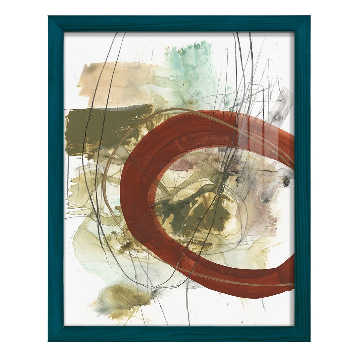 Rusted Loops II - Framed Print w/glass - Ocean Blue