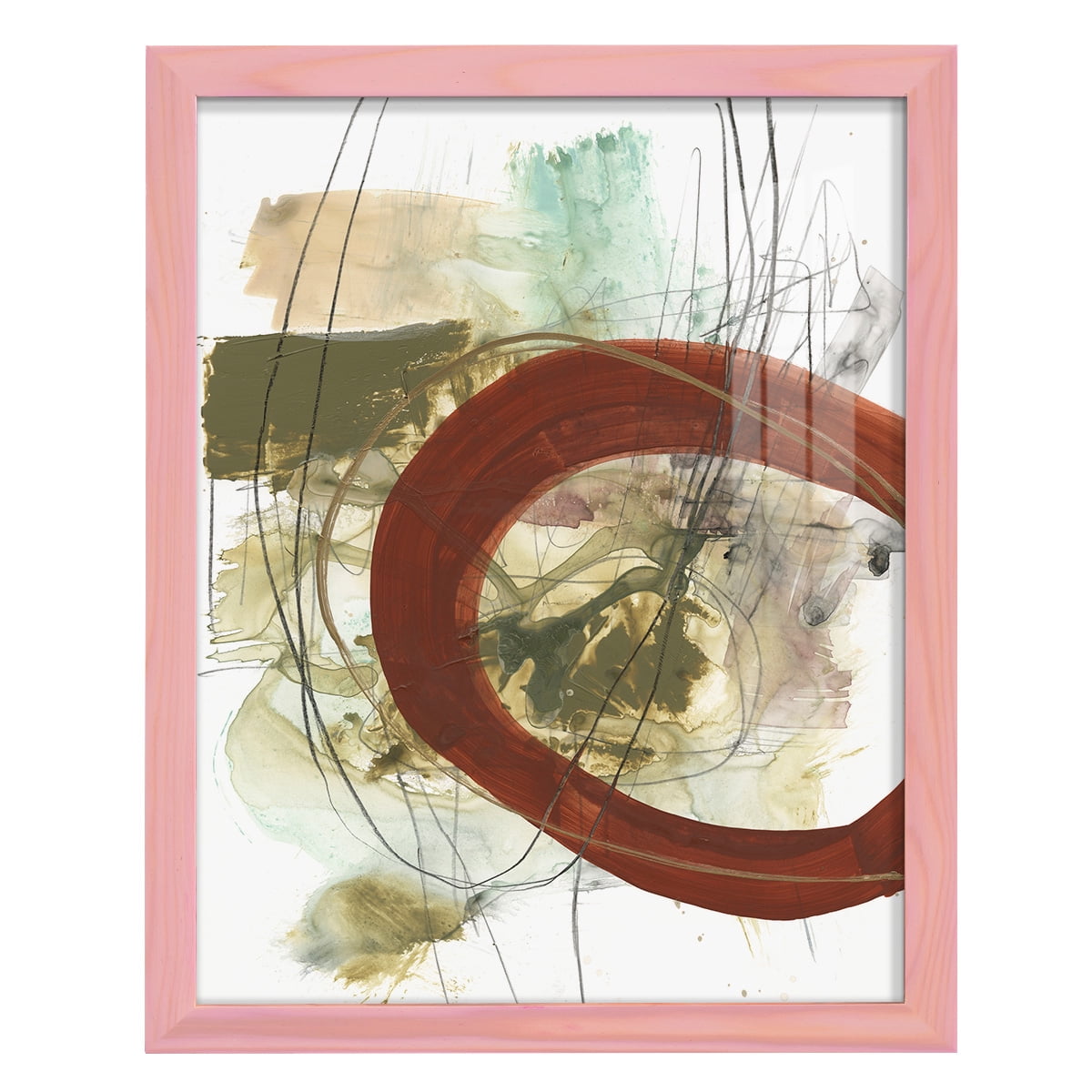 Rusted Loops II - Framed Print w/glass - Sunset Pink