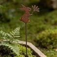 thumbnail image 1 of Rusted Metal Bunny Garden Stakes for Outdoor Planters and Patio Decor, Weatherproof Iron Easter and Spring Yard Markers Set, 1 of 5