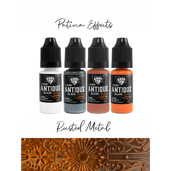 Rusted Metal Patina Effects Kit (4pcs), Antique Glaze, Jewelry Craft, Multi-surface