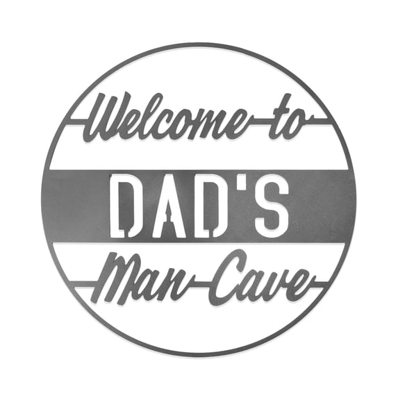 Rusted Orange Silver Metal Dad's Man Cave Vintage Circle Sign