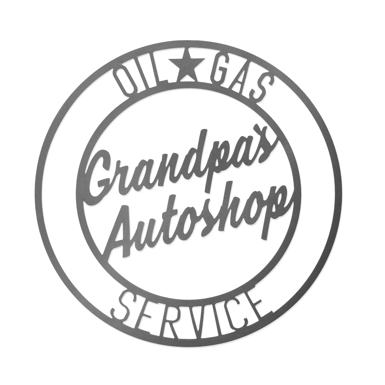 Rusted Orange Silver Metal Grandpa's Autoshop Vintage Circle Sign ...