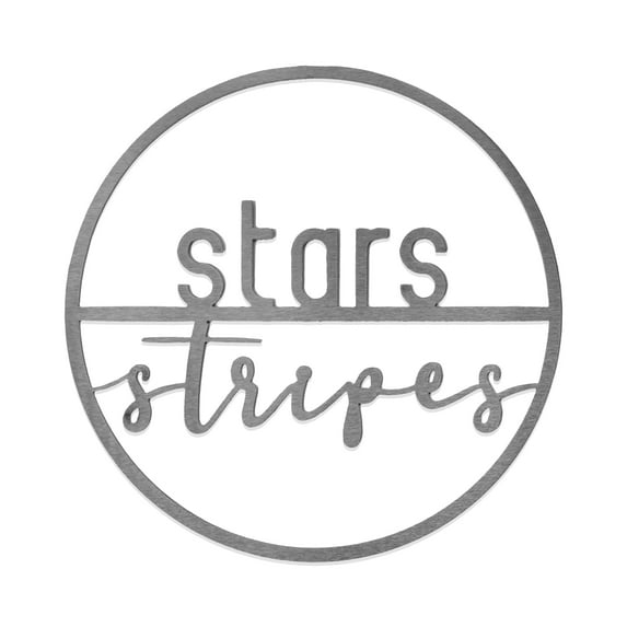 Rusted Orange White Metal 12" Minimalist Star Stripes Summer Greeting Sign