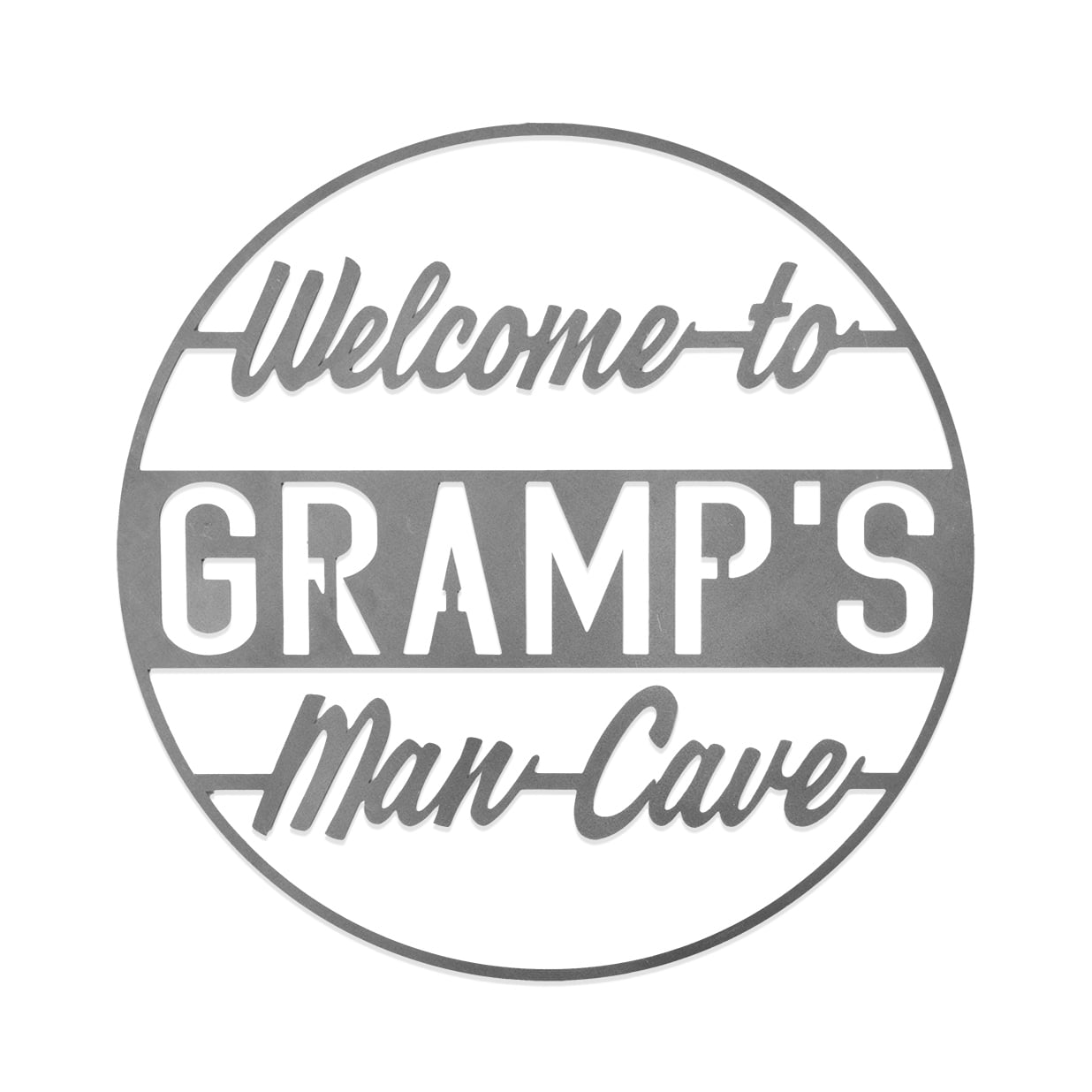 Rusted Orange White Metal Gramp's Man Cave Vintage Circle Sign ...