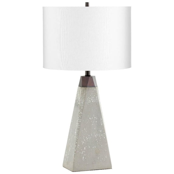 Rustic 1 Light Table Lamp with Tapered Concrete Base and Round White Linen Drum Shade Bailey Street Home 182-Bel-3132371