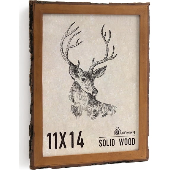 Rustic 11x14 Picture Frame, Natural Solid Wood | Live Bark Edges ...