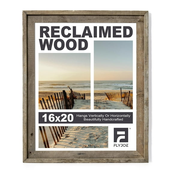 FLYJOE Rustic16x20 Picture Frame, Reclaimed Barnwood Frame with Tempered Glass