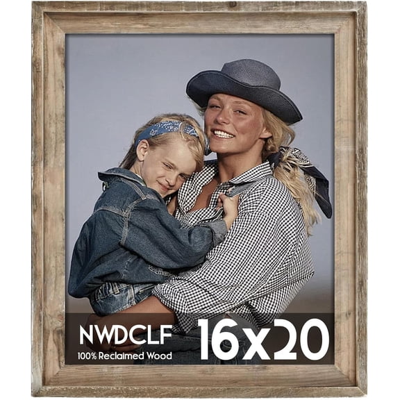 Rustic 16x20 Picture Frame with Plexiglass and Distressed Natural Wood for Wall Mount Bestseling