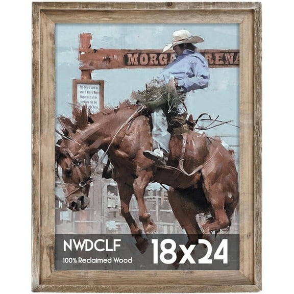Rustic 18x24 Picture Frame with Plexiglass and Distressed Natural Wood Bestseling