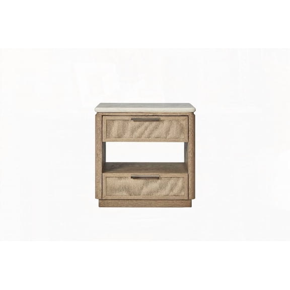 Rustic 2-Drawer Nightstand with Rope Fronts  Bedroom Storage