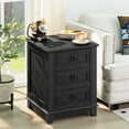 thumbnail image 1 of Rustic 3 Drawers Nightstand, 18" Wood Farmhouse Night Stand with Drawers for Bedroom, Living Room, Black, 1 of 8