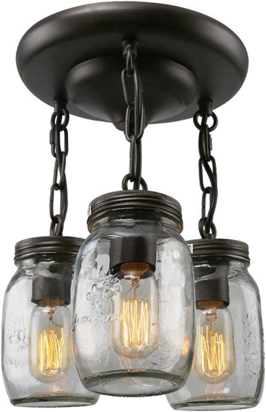 Rustic 3 Mason Jars Chandelier Upthehill Glass Mason Jar Hanging Lamp Kitchen Island Light Flush Mount Ceiling Light Fixture Farmhouse Pendant Lighting