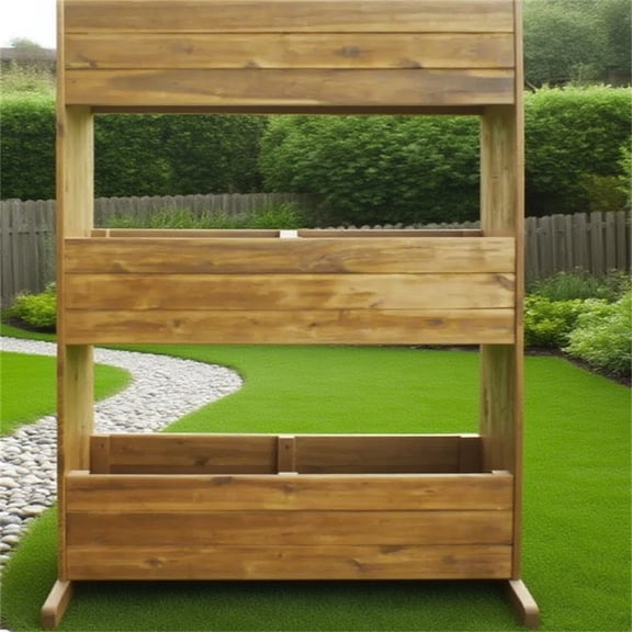 Rustic 3-Tier Garden Bed in Natural Wood Finish for DIY Gardeners and Plants