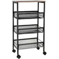 thumbnail image 1 of Rustic 3-Tier Metal Wire Storage Kitchen Cart on Wheels, Black by Haitral, 1 of 8