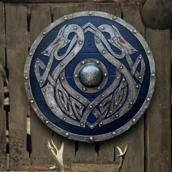 Rustic 30CM Wooden Viking Shield Decorative Wall Art Home Decor