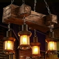 thumbnail image 1 of Rustic 4 Heads Chandelier Wood Industrial Ceiling Lamp Pendant Light Fixture USA, 1 of 9