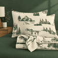 Rustic 4-piece Bed Sheet Set, Green Brown, Queen Size, Forest Woodland ...