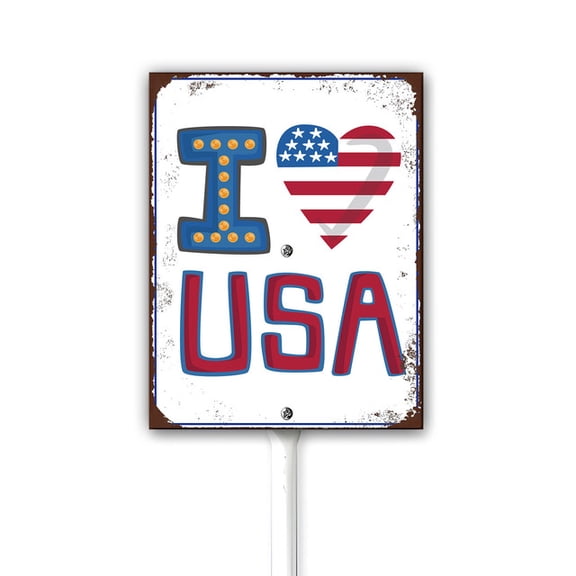 Rustic 4th of July Decorations Outdoor Yard Signs, outdoor yard sign Patriotic Party Yard Signs Yard Decorations for Independence Day Memorial Day Garden Lawn Outdoor Decor 8X12Inch