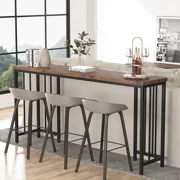 Rustic 70.9 Inch Extra Long Console Table, Industrial Narrow Sofa Table