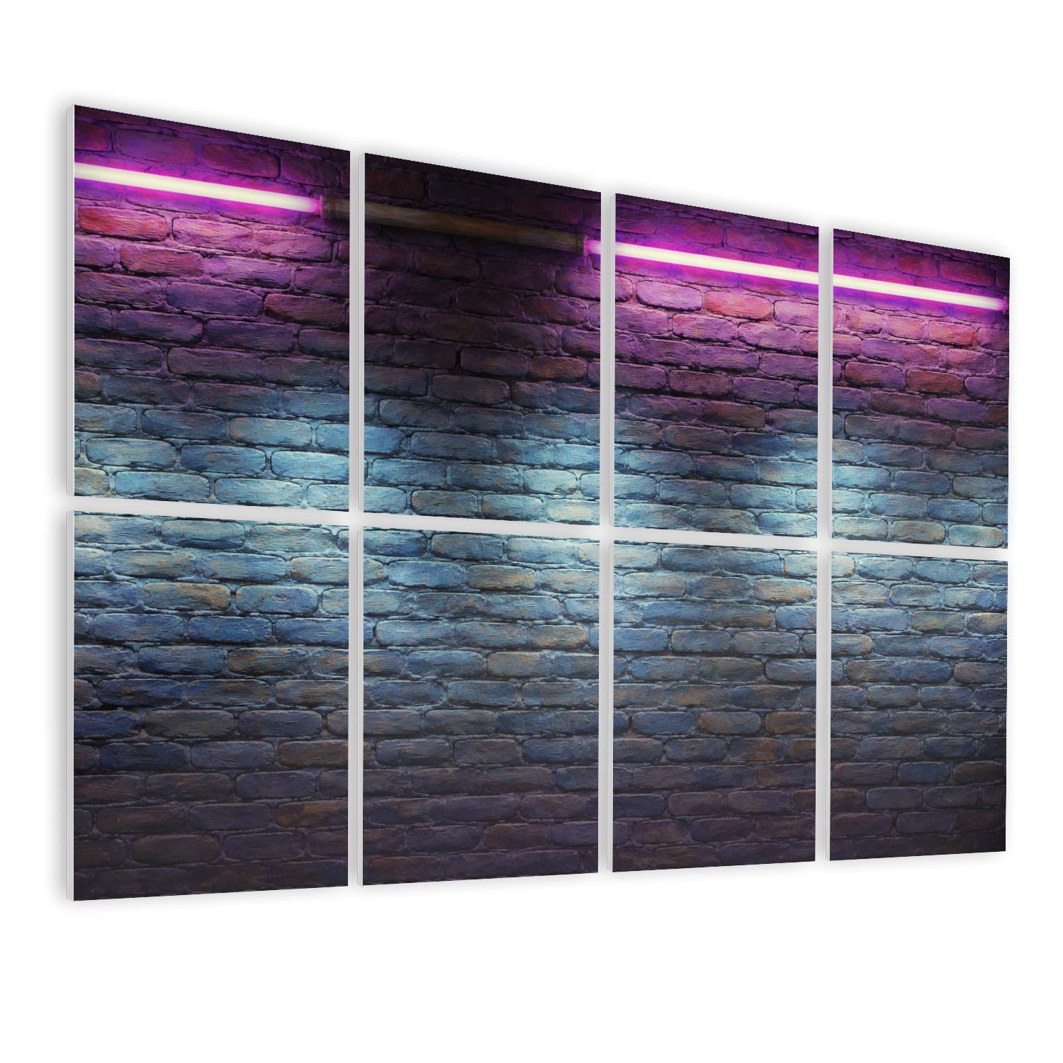 Rustic 8 Pack Art Acoustic Panels Sound Absorbing Modern futuristic neon lights old grunge brick wall room Decorative Soundproof Wall Panels Self Adhesive for Nursery Game Room Bedroom 48"x32"