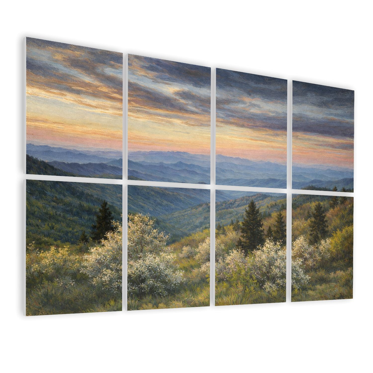Rustic 8 Pack Art Acoustic Panels Sound Absorbing Scenic Blue Ridge Parkway Appalachians Smoky Mountains Decorative Soundproof Wall Panels Self Adhesive for Nursery Game Room Bedroom 48"x32"