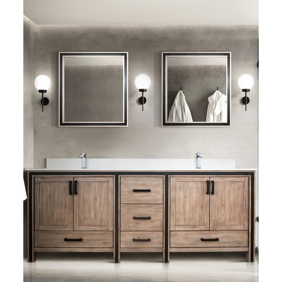 Rustic 84 In. W Double Bath Vanity With Mirrors - Two Cabinets And Five Drawers For Copious Storage Avenues Fully Assembled Convenient Abundant Alternatives User-